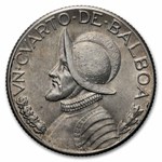 1930 Panama Silver 1/4 Balboa AU
