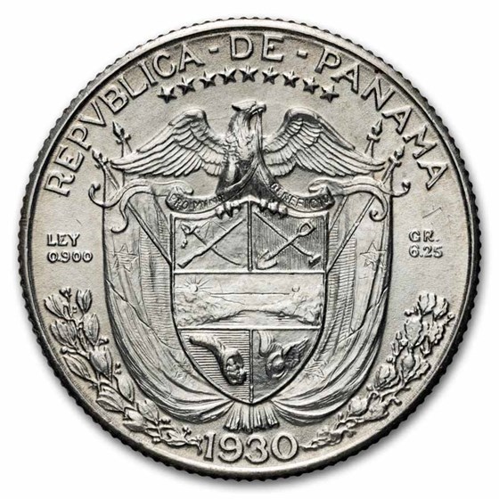 1930 Panama Silver 1/4 Balboa BU
