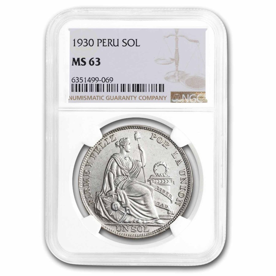1930 Peru Silver 1 Sol MS-63 NGC