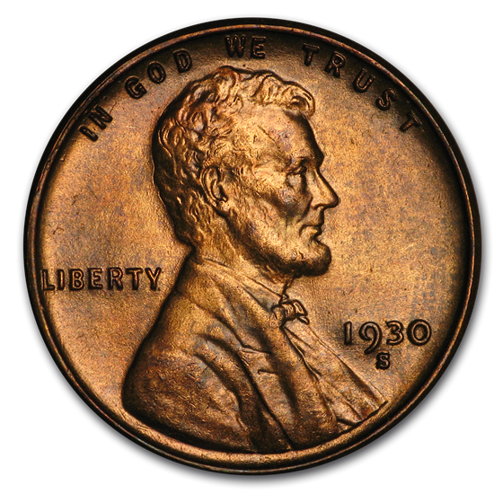 1930-S Lincoln Cent BU (Red) 1930-S Lincoln Cent BU (Red)
