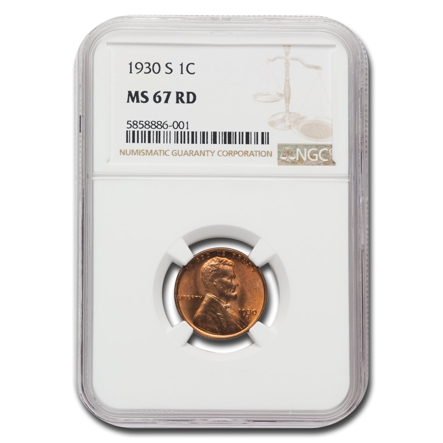 1930-S Lincoln Cent MS-67 NGC (Red)