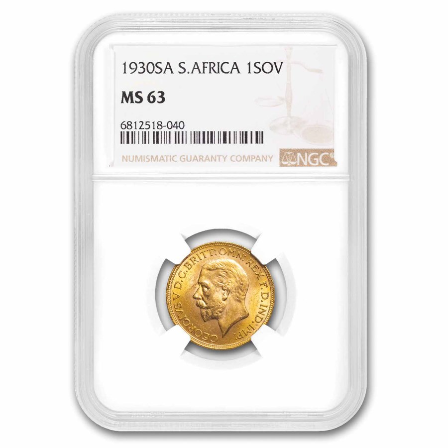 1930-SA South Africa Gold Sovereign MS-63 NGC