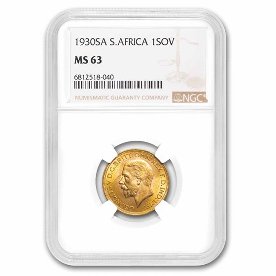 1930-SA South Africa Gold Sovereign MS-63 NGC 1930-SA South Africa Gold Sovereign MS-63 NGC