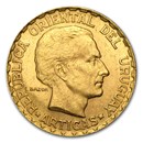 1930 Uruguay Gold 5 Pesos Avg Circ