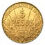 1930 Uruguay Gold 5 Pesos Avg Circ