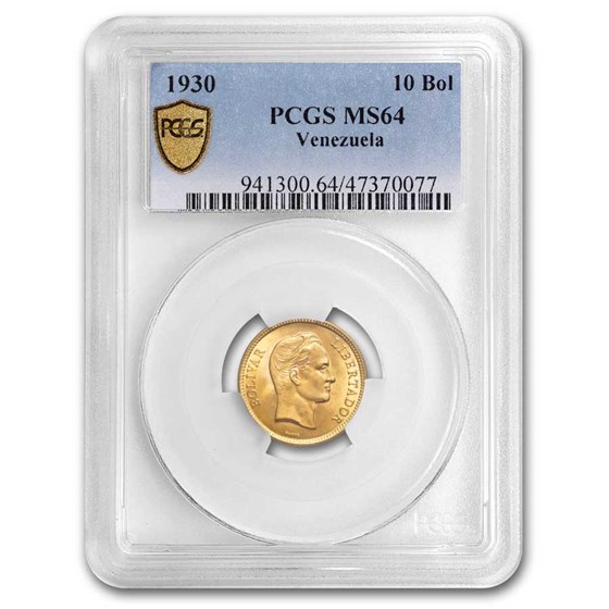1930 Venezuela Gold 10 Bolivares Simon Bolivar MS-64 PCGS 1930 Venezuela Gold 10 Bolivares Simon Bolivar MS-64 PCGS