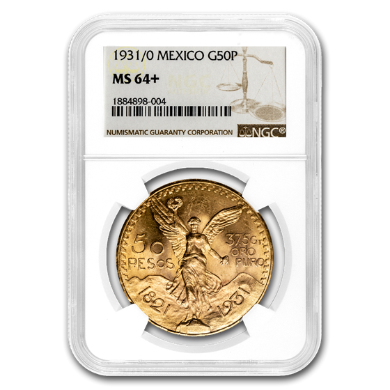 1931/0 Mexico Gold 50 Pesos MS-64+ NGC 1931/0 Mexico Gold 50 Pesos MS-64+ NGC