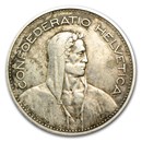 1931-1969 Switzerland Silver 5 Francs Avg Circ (ASW .4027)