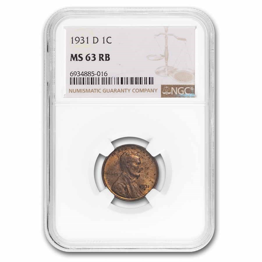 1931-D Lincoln Cent MS-63 NGC (Red/Brown)