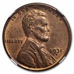 1931-D Lincoln Cent MS-64 NGC (Red/Brown)