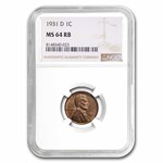 1931-D Lincoln Cent MS-64 NGC (Red/Brown)