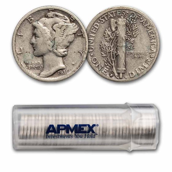 1931-D Mercury Dime 50-Coin Roll Avg Circ 1931-D Mercury Dime 50-Coin Roll Avg Circ