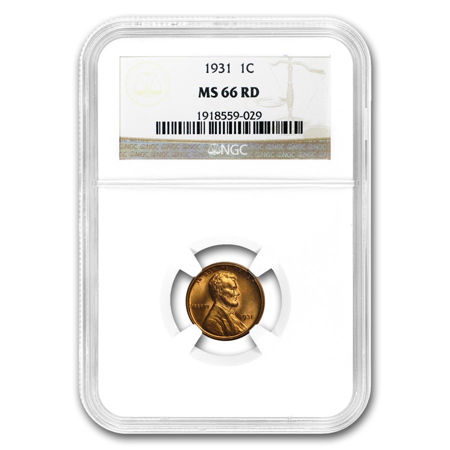 1931 Lincoln Cent MS-66 NGC (Red)