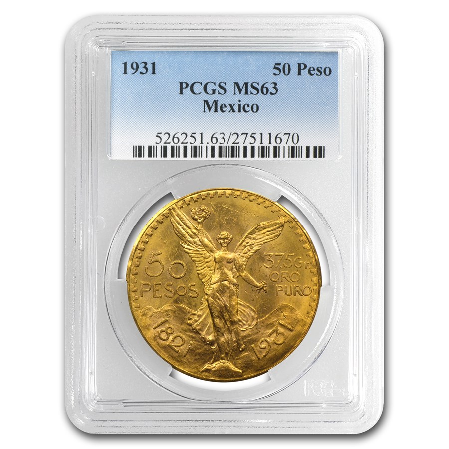 1931 Mexico Gold 50 Pesos MS-63 PCGS