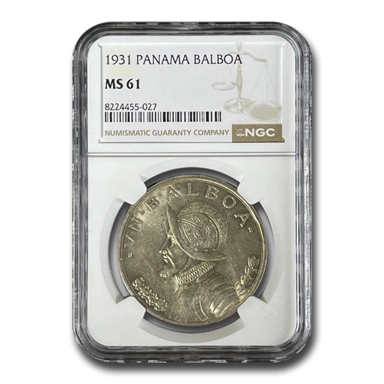 1931 Panama Silver Balboa MS-61 NGC 1931 Panama Silver Balboa MS-61 NGC