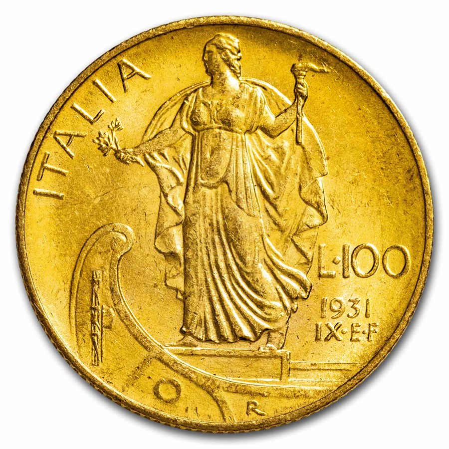1931-R Italy Gold 100 Lire Vittorio Emanuel III BU