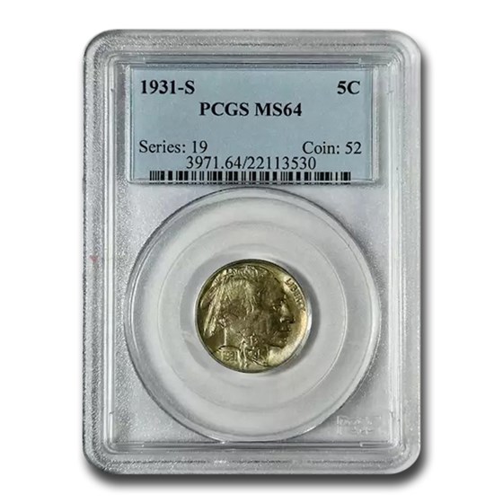 1931-S Buffalo Nickel MS-64 PCGS 1931-S Buffalo Nickel MS-64 PCGS