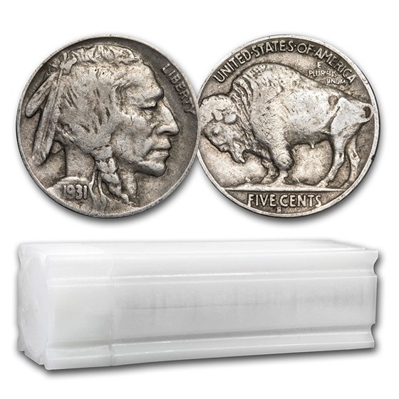 1931-S Buffalo Nickels 40-Coin Roll Avg Circ 1931-S Buffalo Nickels 40-Coin Roll Avg Circ
