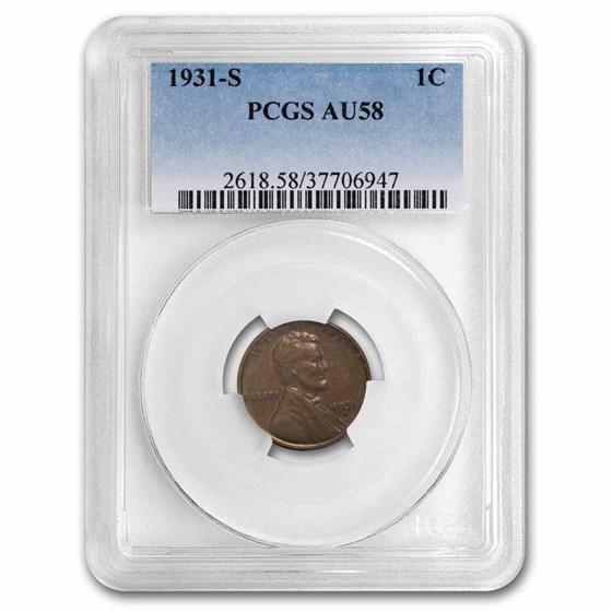 1931-S Lincoln Cent AU-58 PCGS 1931-S Lincoln Cent AU-58 PCGS