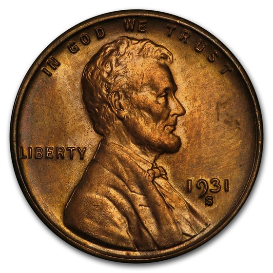 1931-S Lincoln Cent BU (Red/Brown) 1931-S Lincoln Cent BU (Red/Brown)