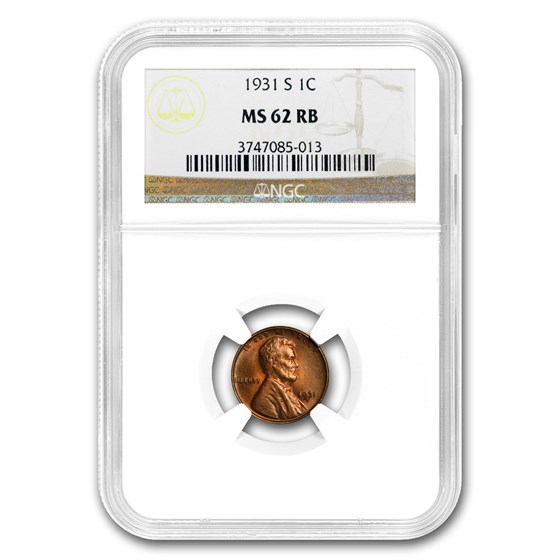 1931-S Lincoln Cent MS-62 NGC (Red/Brown) 1931-S Lincoln Cent MS-62 NGC (Red/Brown)
