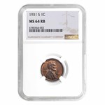 1931-S Lincoln Cent MS-64 NGC (Red/Brown)