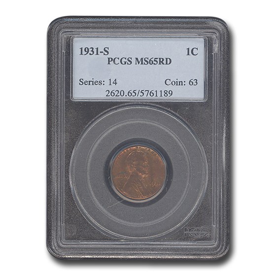 1931-S Lincoln Cent MS-65 PCGS (Red)