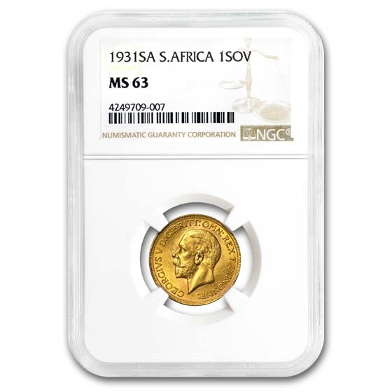 1931-SA South Africa Gold Sovereign MS-63 NGC