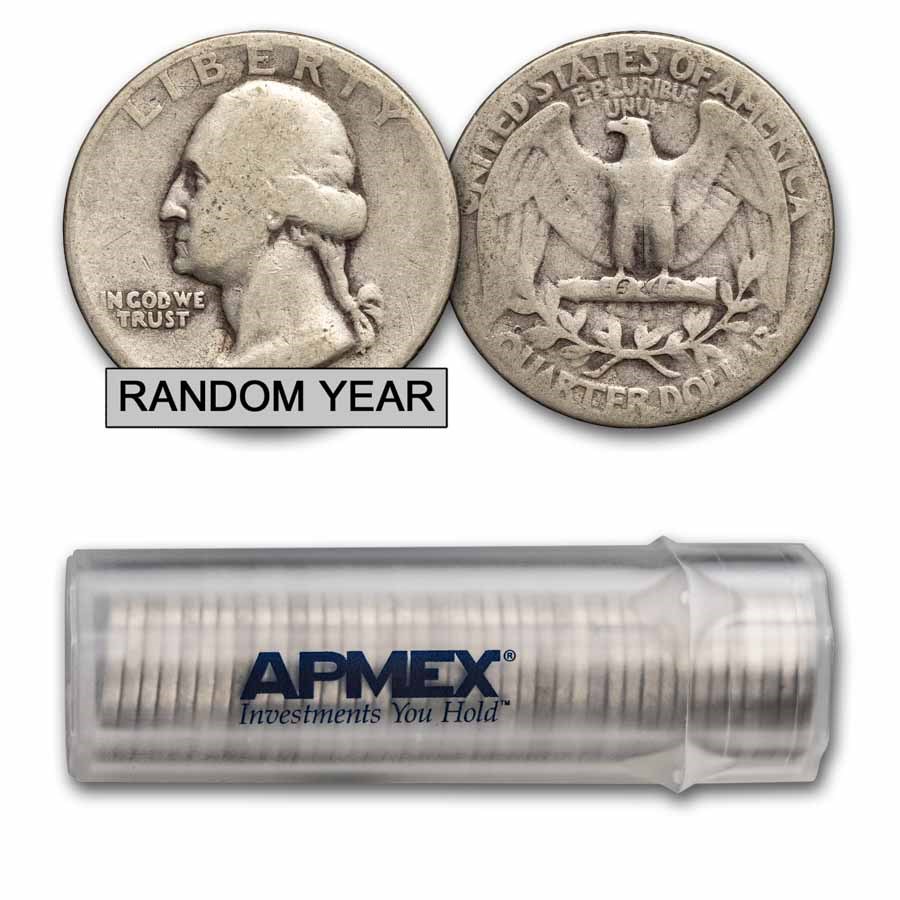 1932-1939 Washington Quarter 40-Coin Roll Avg Circ