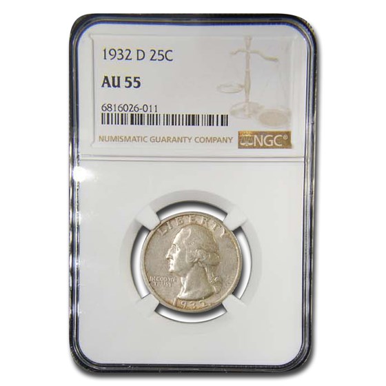 1932-D Washington Quarter AU-55 NGC 1932-D Washington Quarter AU-55 NGC