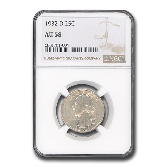 1932-D Washington Quarter AU-58 NGC 1932-D Washington Quarter AU-58 NGC