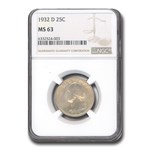 1932-D Washington Quarter MS-63 NGC