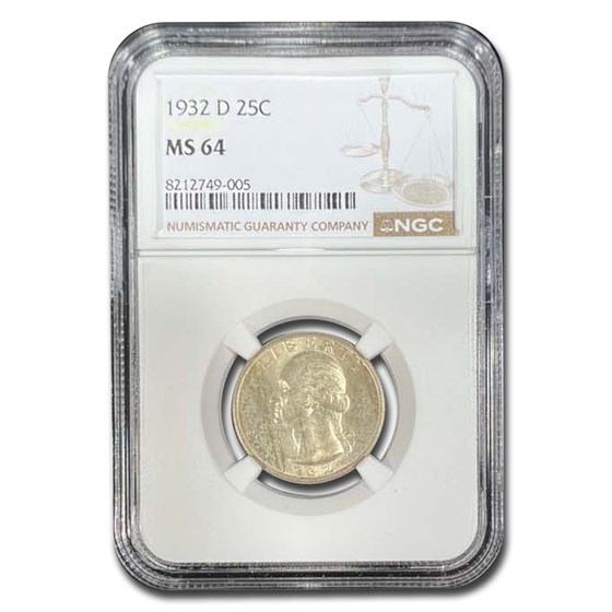 1932-D Washington Quarter MS-64 NGC 1932-D Washington Quarter MS-64 NGC