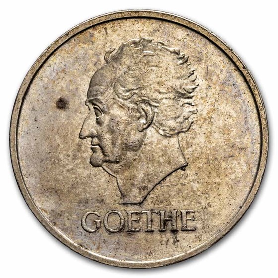 1932-E Germany Silver 3 Reichsmark Goethe AU 1932-E Germany Silver 3 Reichsmark Goethe AU
