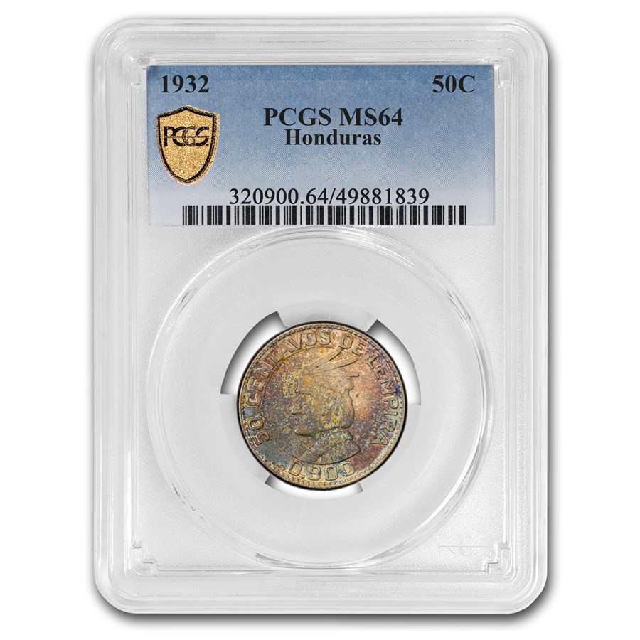 1932 Honduras Silver 50 Centavos MS-64 PCGS