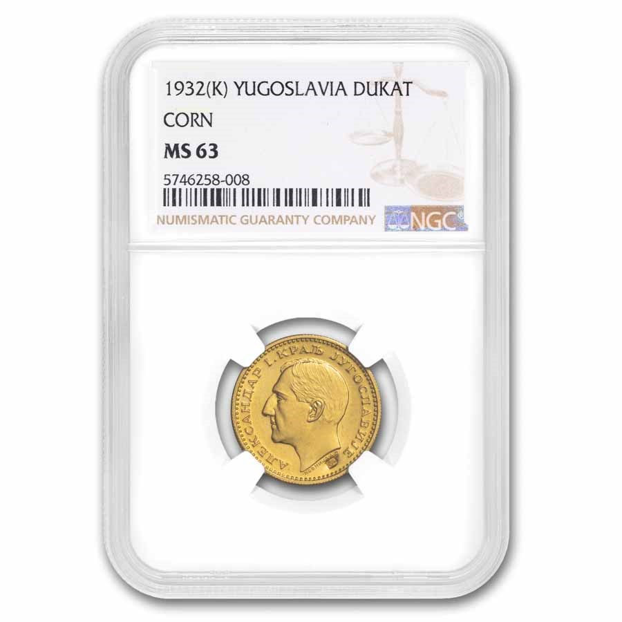 1932-K Yugoslavia Gold Dukat Alexander I MS-63 (Corn)