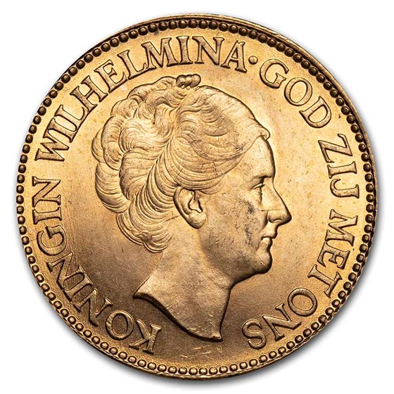 1932 Netherlands Gold 10 Gulden Wilhelmina I BU 1932 Netherlands Gold 10 Gulden Wilhelmina I BU