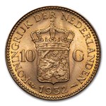 1932 Netherlands Gold 10 Gulden Wilhelmina I BU