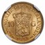 1932 Netherlands Gold 10 Gulden Wilhelmina I MS-64 NGC
