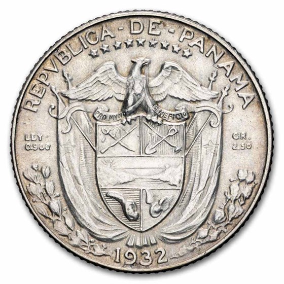 1932 Panama Silver 1/10 Balboa AU