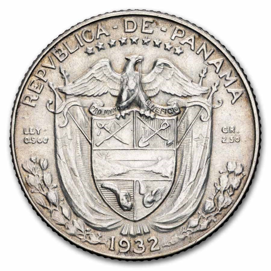 1932 Panama Silver 1/10 Balboa AU