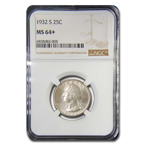 1932-S Washington Quarter MS-64+ NGC 1932-S Washington Quarter MS-64+ NGC