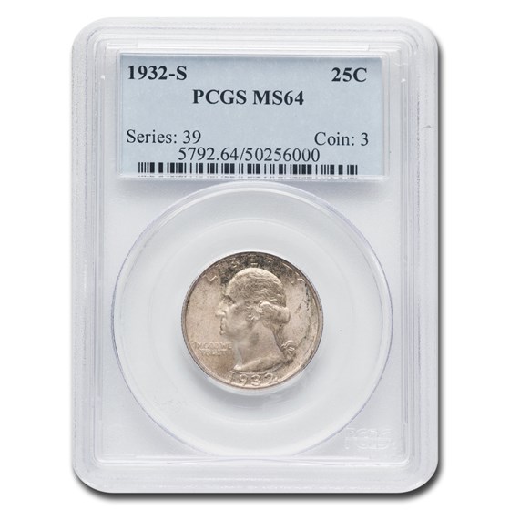 1932-S Washington Quarter MS-64 PCGS 1932-S Washington Quarter MS-64 PCGS