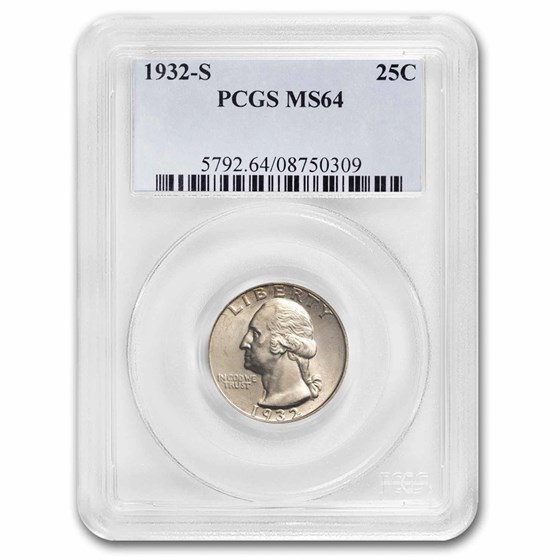1932-S Washington Quarter MS-64 PCGS 1932-S Washington Quarter MS-64 PCGS