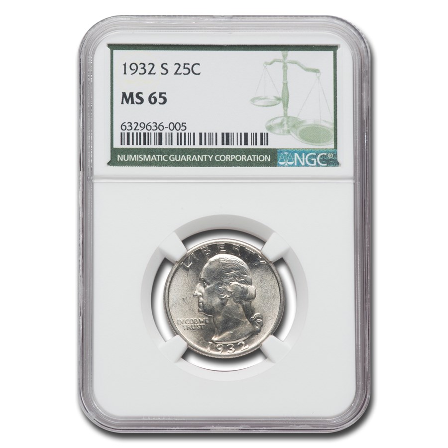 1932-S Washington Quarter MS-65 NGC (Green Label)