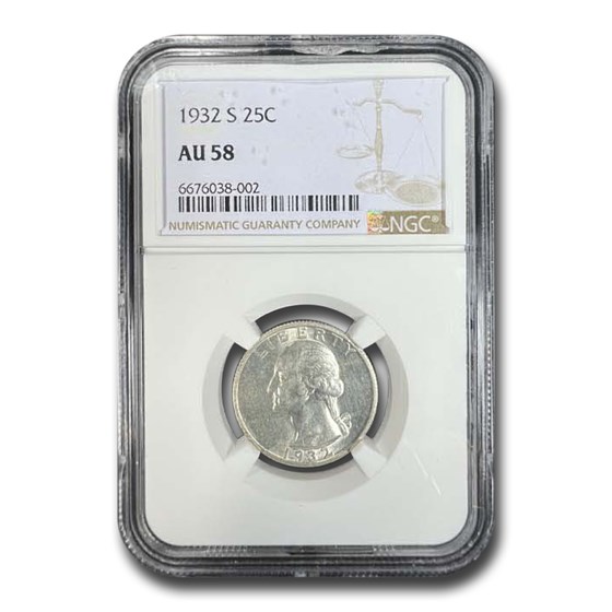 1932-S Washington Silver Quarter AU-58 NGC 1932-S Washington Silver Quarter AU-58 NGC