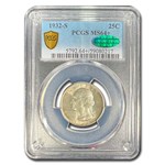 1932-S Washington Silver Quarter MS-64+ PCGS CAC
