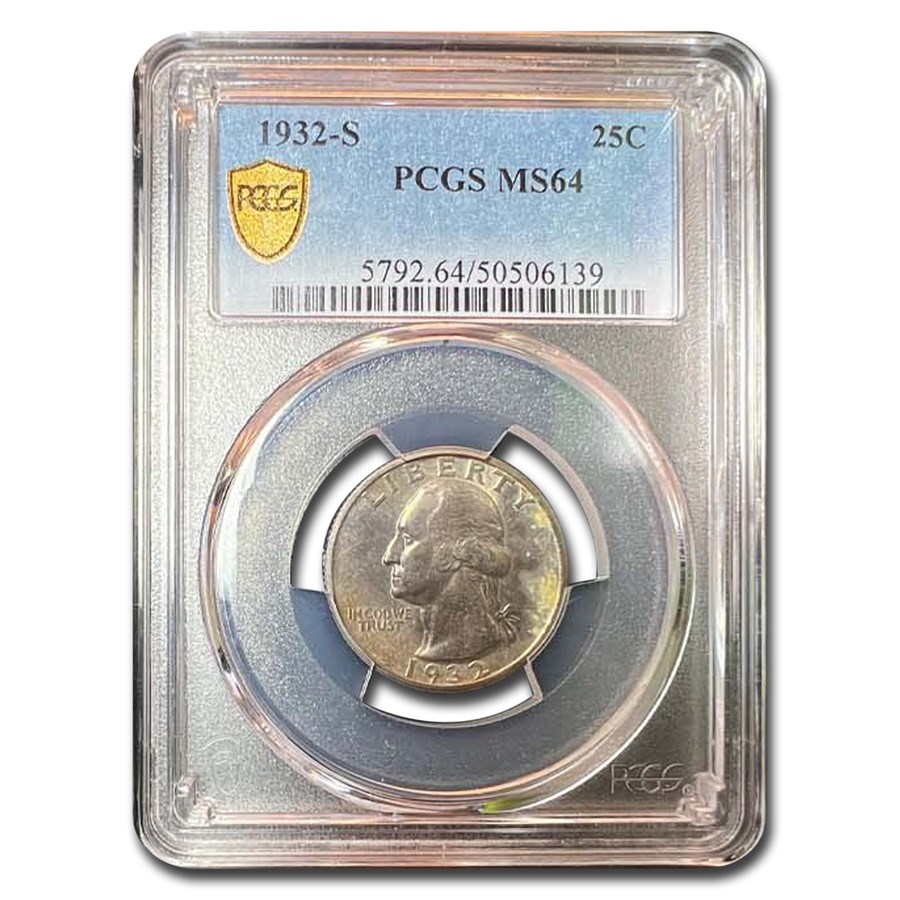 1932-S Washington Silver Quarter MS-64 PCGS (Toned)