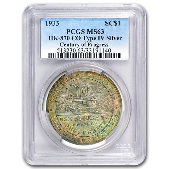 1933 Colorado Century of Progress Silver Dollar HK-870 MS-62 NGC 1933 Colorado Century of Progress Silver Dollar HK-870 MS-62 NGC