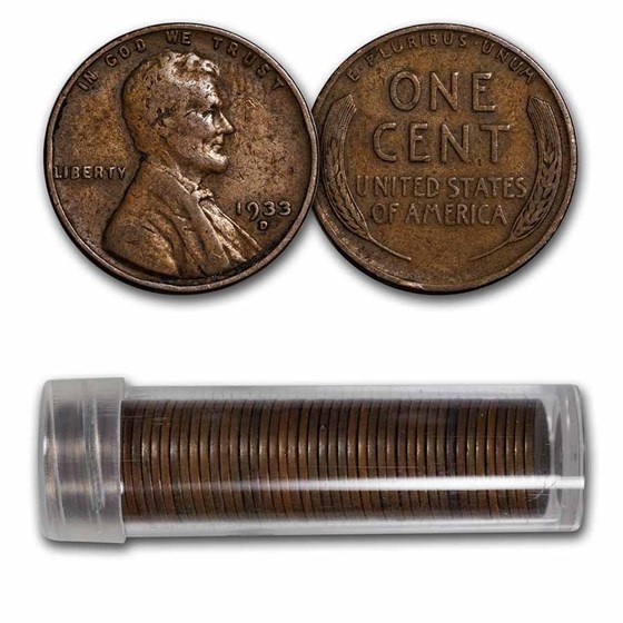 1933-D Lincoln Cent 50-Coin Roll Avg Circ 1933-D Lincoln Cent 50-Coin Roll Avg Circ